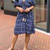 Ibiza style jurk met print blauw