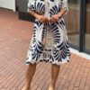 Ibiza style jurk met print blauw