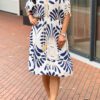 Ibiza style jurk met print blauw