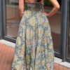Boho maxi jurk met spaghettibandjes turquoise