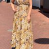 Boho maxi jurk met spaghettibandjes goud