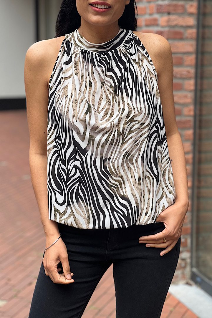 Travel Haltertop met print legergroen/zwart