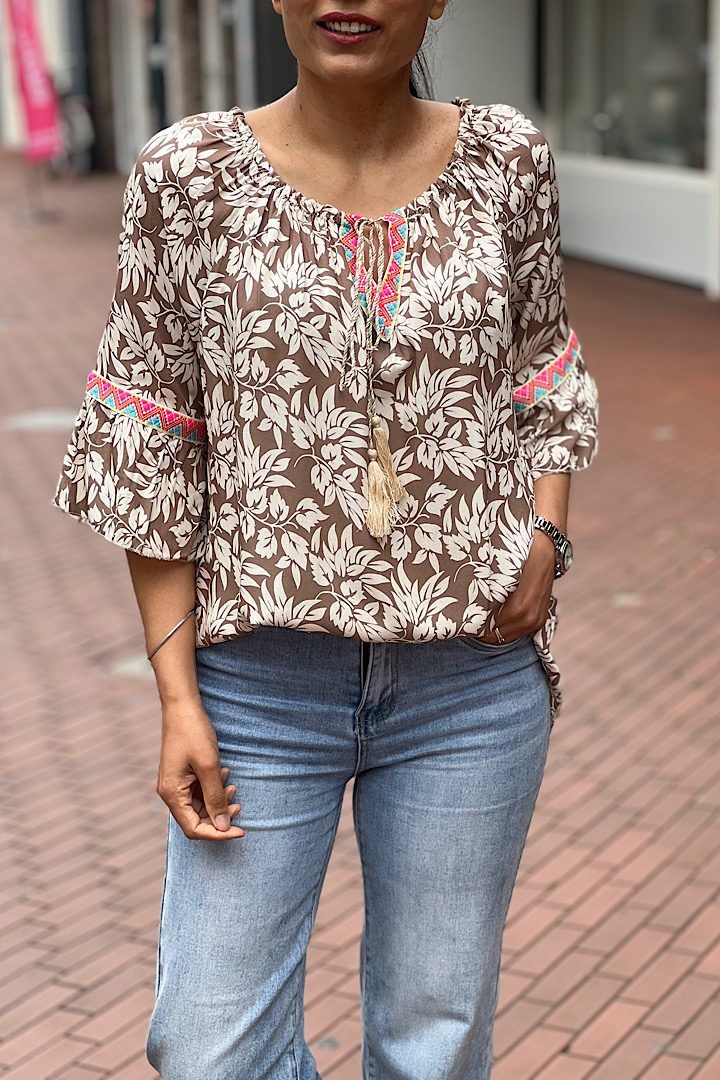 Bohemian style blouse taupe