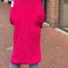 Maxi Grof gebreid vest Queen fuchsia