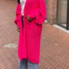 Maxi Grof gebreid vest Queen fuchsia