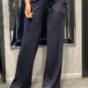 Travelstof wide leg broek ´Made By Milaan´ navy