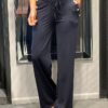 Travelstof wide leg broek ´Made By Milaan´ navy