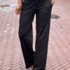 Travelstof wide leg broek ´Made By Milaan´ zwart