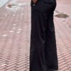 Travelstof wide leg broek ´Made By Milaan´ zwart