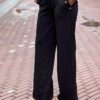 Travelstof wide leg broek ´Made By Milaan´ zwart