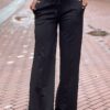 Travelstof wide leg broek ´Made By Milaan´ zwart