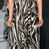 Travel Jurk met print zwart/beige onesize 36/42