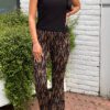 ´BY Swan´ Flared broek printed zwart