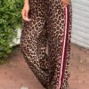 ´BY Swan´ broek leopard print met rode bies