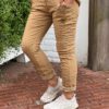 Stretchbroek met riem camel One Size 38/42