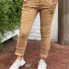 Stretchbroek met riem camel One Size 38/42