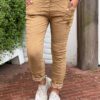 Stretchbroek met riem camel One Size 38/42