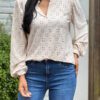 Musthave broderie blouse beige