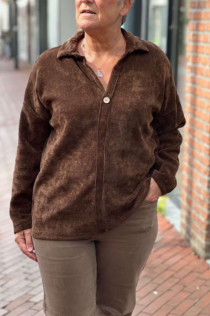 corduroy blouse dames bruin