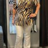 Travel blouse korte mouwen animalprint blauw