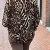 Travel blouse met print zwart/bruin