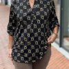 Travel blouse met print zwart