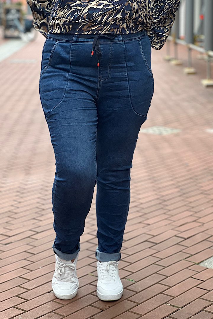 Karostar jog jeans met kordje blauw