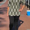 Travel blouse met print legergroen