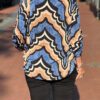 Travel blouse met print blauw/camel