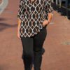 Travel blouse met print zwart