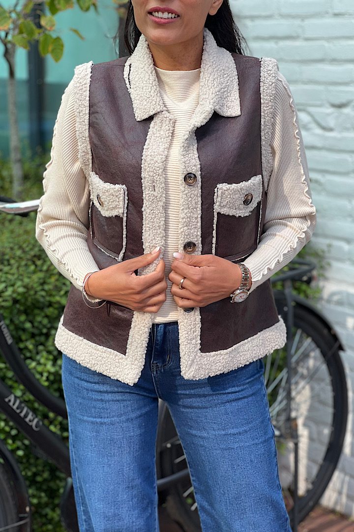 Gilet Teddy Suede bruin