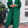 Maxi Grof gebreid vest Queen groen