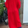 Maxi Grof gebreid vest Queen rood