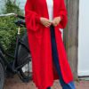 Maxi Grof gebreid vest Queen rood