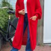 Maxi Grof gebreid vest Queen rood