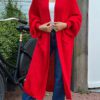 Maxi Grof gebreid vest Queen rood