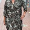 Travelstof tuniek met dierenprint legergroen