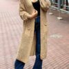 Lang gebreide vest Romy camel