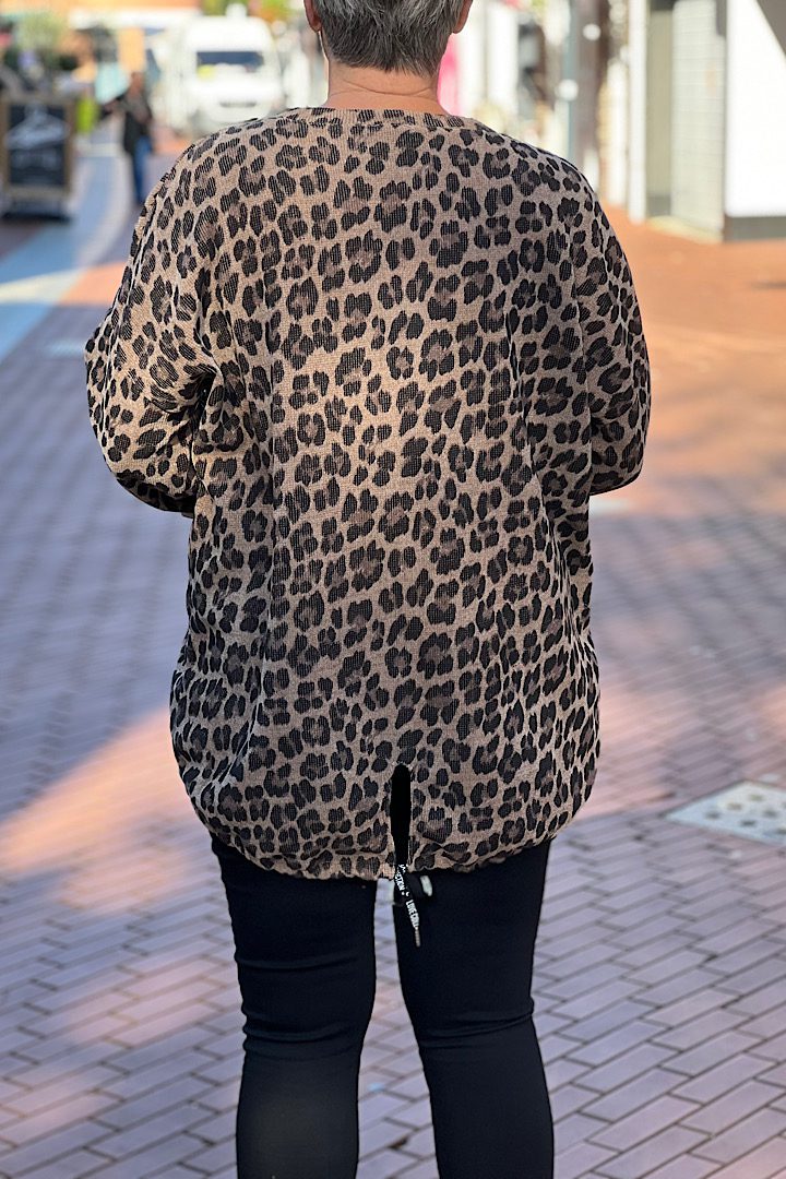 Corduroy sweater leopard print taupe