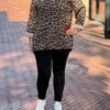 Corduroy sweater leopard print taupe