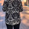 Travel blouse met print offwhite/zwart