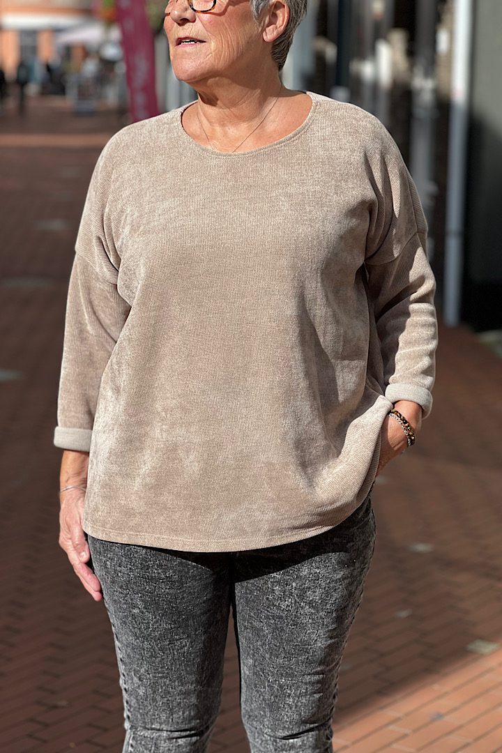 Rib sweater One size 40/44 taupe