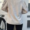 Corduroy Blouse met Geborduurde Mouwen beige