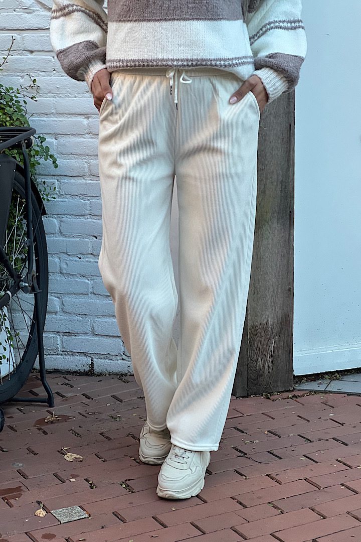 Miss Angelia Rib Wijdbroek beige