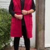 Lang Gilet met Teddy Voering rood