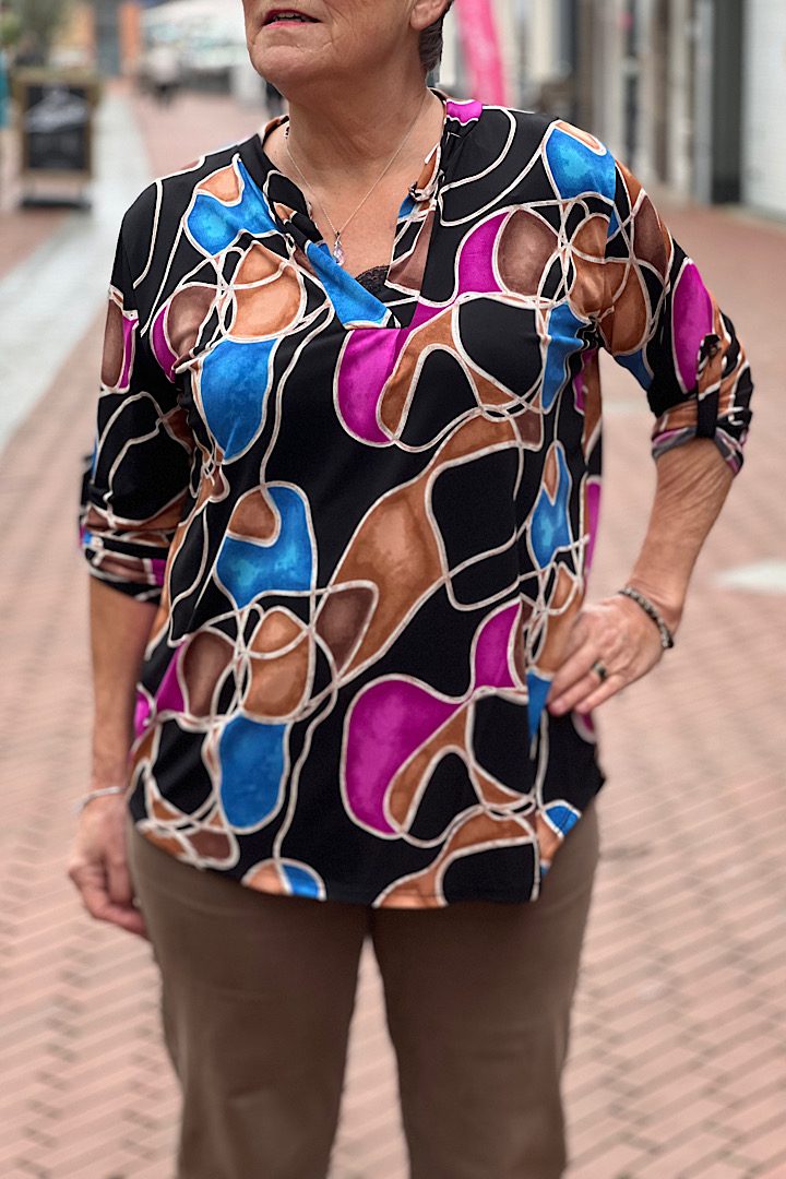 Travel blouse met print multicolor