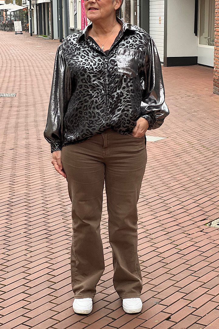 Blouse in Panterprint met Metallic