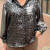 Blouse in Panterprint met Metallic