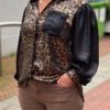 Blouse in Panterprint met Metallic