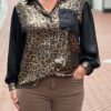 Blouse in Panterprint met Metallic